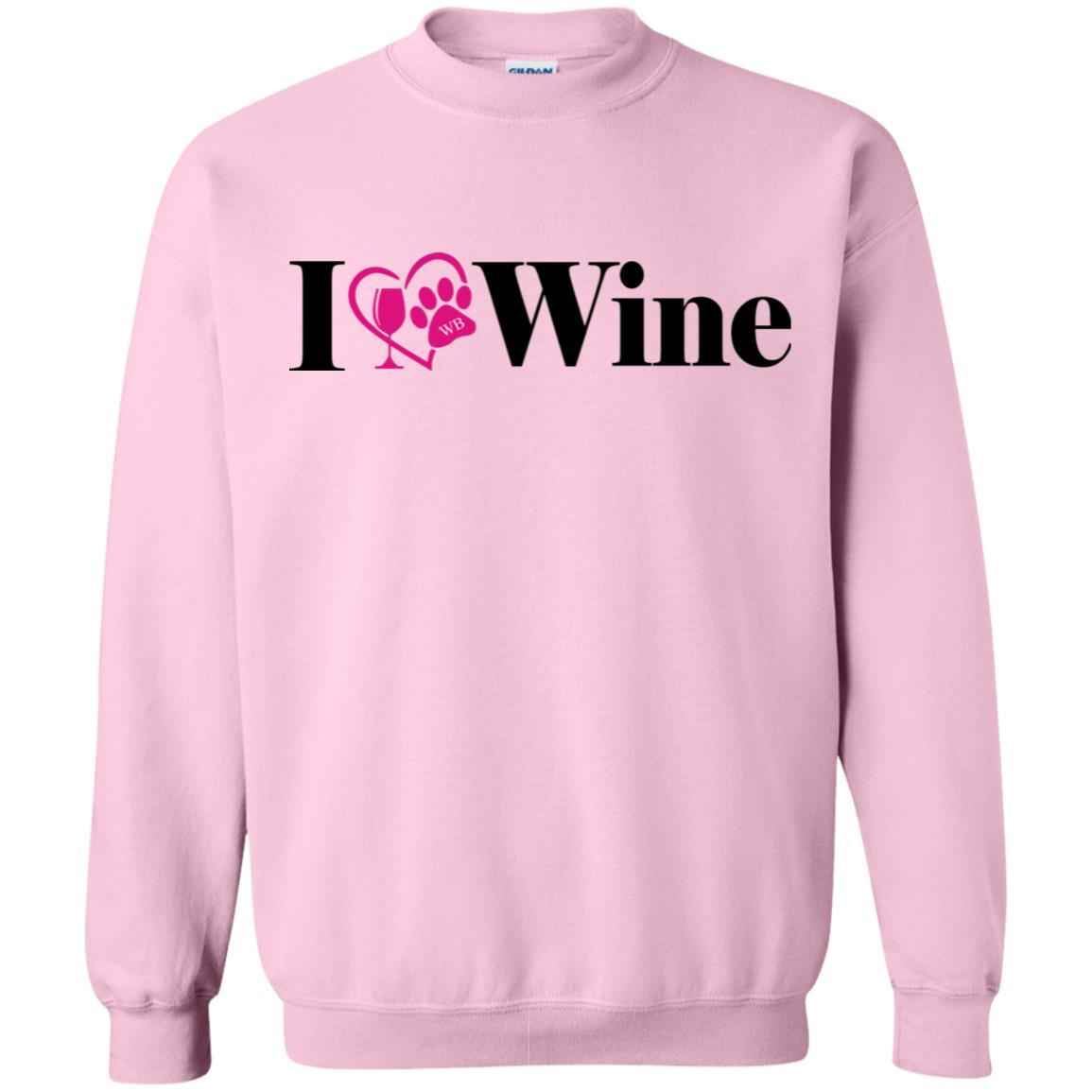 Sweatshirts Light Pink / S WineyBitches.Co "I Love Wine" Gildan Crewneck Pullover Sweatshirt 8 oz. WineyBitchesCo