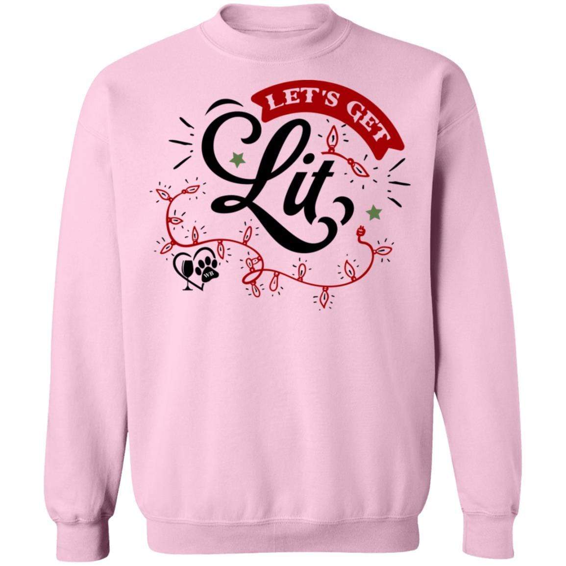 Sweatshirts Light Pink / S WineyBitches.Co "Let's Get Lit" Crewneck Pullover Sweatshirt 8 oz. WineyBitchesCo