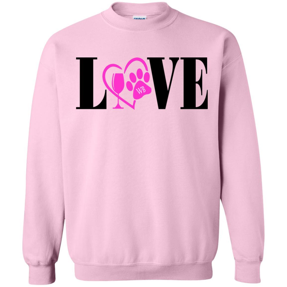 Sweatshirts Light Pink / S WineyBitches.co "Love Paw" Crewneck Pullover Sweatshirt 8 oz. WineyBitchesCo