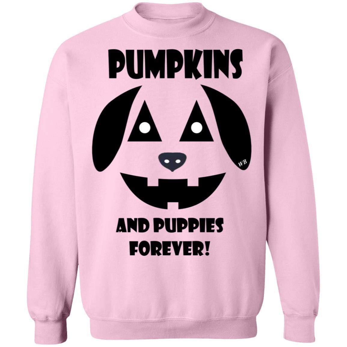 Sweatshirts Light Pink / S WineyBitches.Co "Pumpkins and Puppies Forever" Halloween Crewneck Pullover Sweatshirt 8 oz. WineyBitchesCo