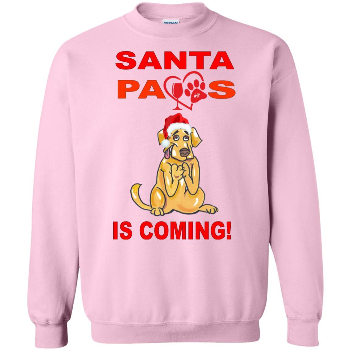 Sweatshirts Light Pink / S WineyBitches.co "Santa Paws Is Coming" Crewneck Pullover Sweatshirt 8 oz. WineyBitchesCo