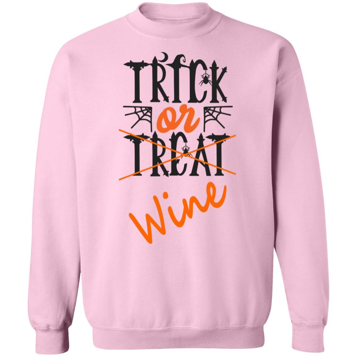 Sweatshirts Light Pink / S WineyBitches.Co "Trick Or Wine" Halloween Crewneck Pullover Sweatshirt 8 oz. WineyBitchesCo