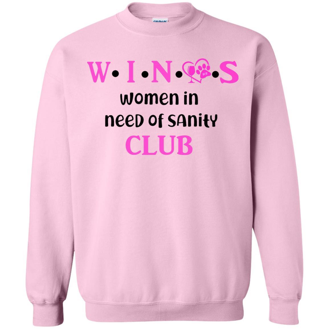 Sweatshirts Light Pink / S WineyBitches.Co WINOS Club Crewneck Pullover Sweatshirt 8 oz. (Pink Lettering) WineyBitchesCo