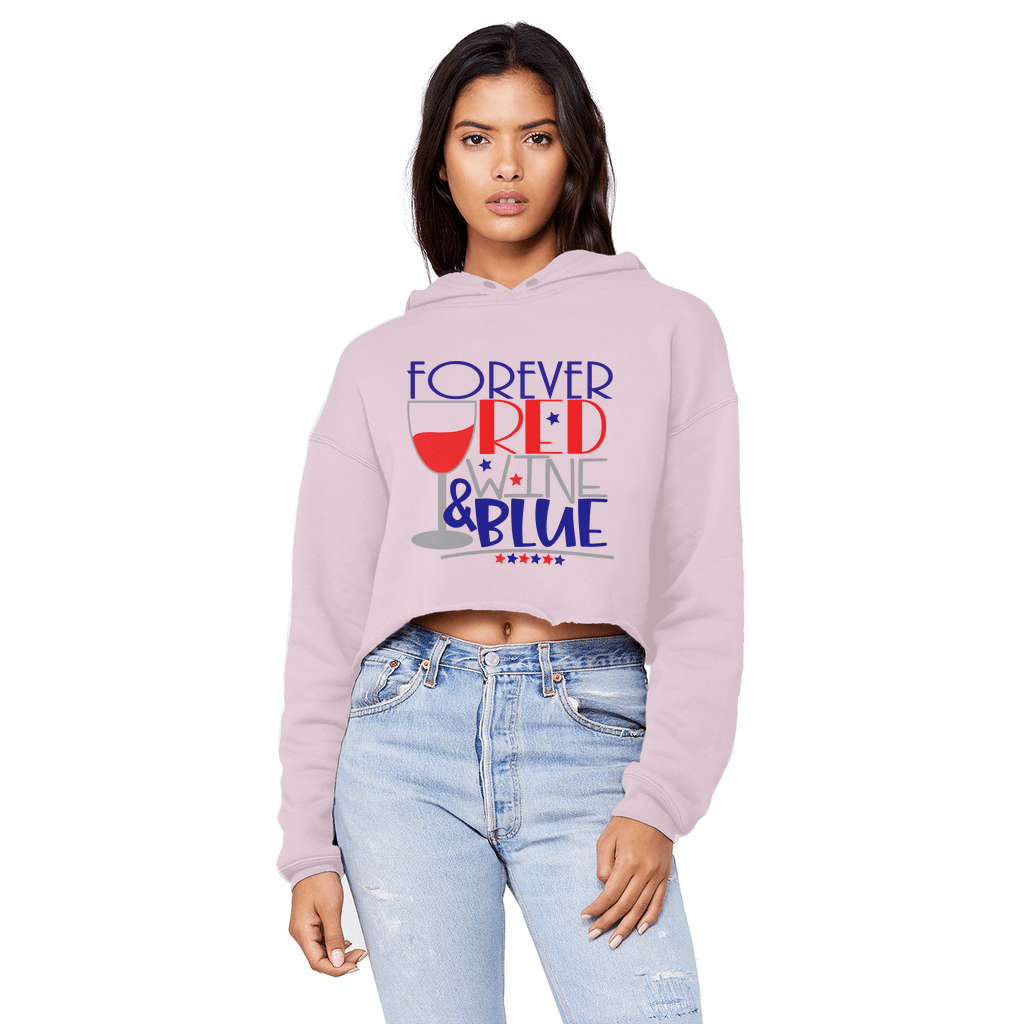 Sweatshirts Light Pink / XS WineyBitches.Co Forever Red Wine Blue Unisex Cropped Raw Edge Boyfriend Hoodie WineyBitchesCo