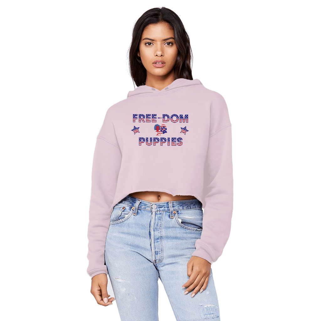 Sweatshirts Light Pink / XS WineyBitches.Co Free-Dom Puppies Unisex Cropped Raw Edge Boyfriend Hoodie WineyBitchesCo