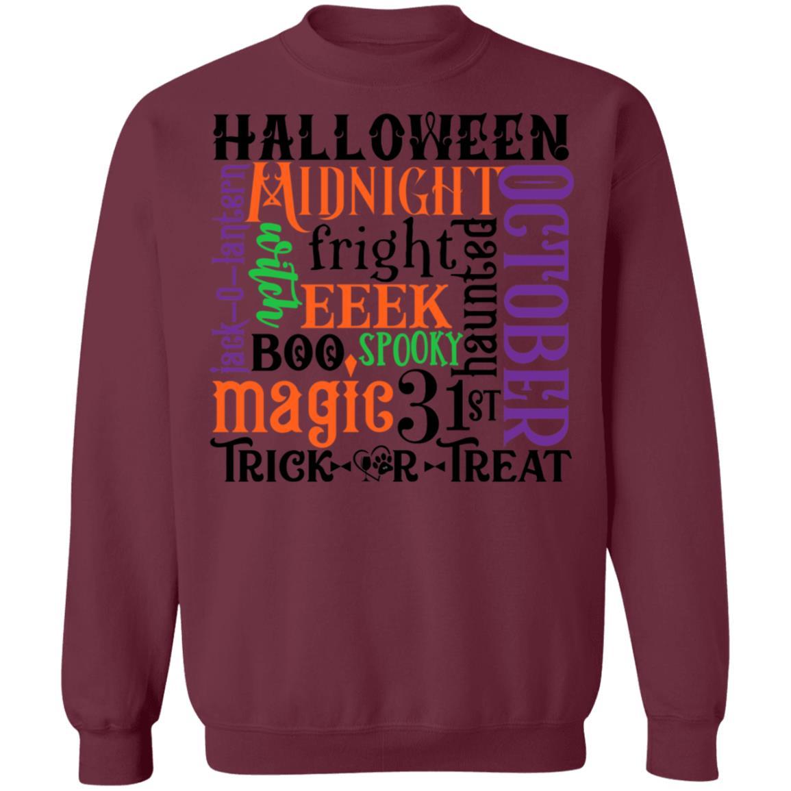 Sweatshirts Maroon / S Winey Bitches Co "Halloween Word Jumble" Crewneck Pullover Sweatshirt 8 oz. WineyBitchesCo