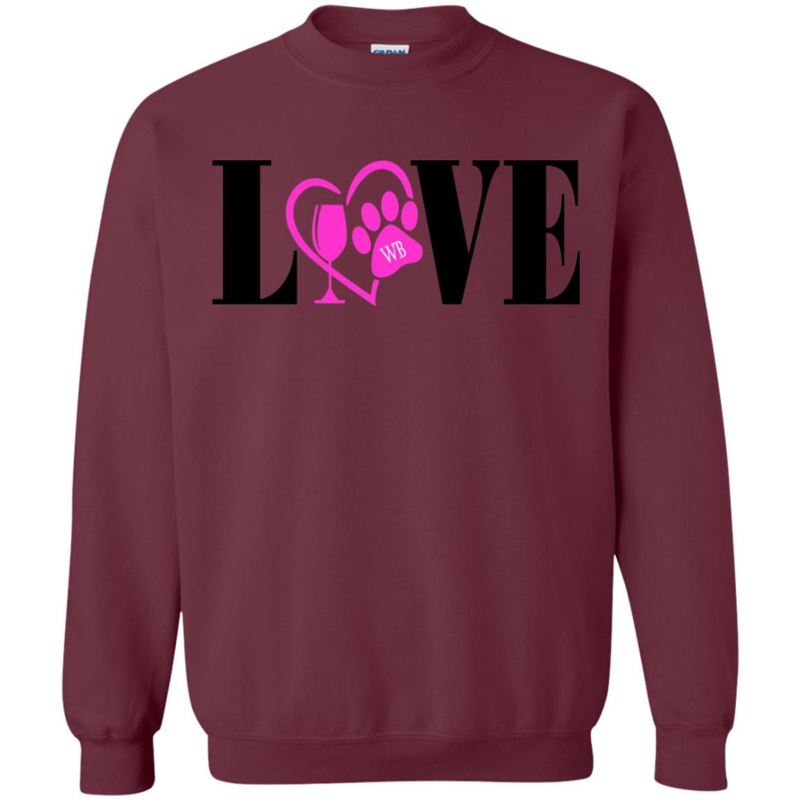 Sweatshirts Maroon / S WineyBitches.co "Love Paw" Crewneck Pullover Sweatshirt 8 oz. WineyBitchesCo