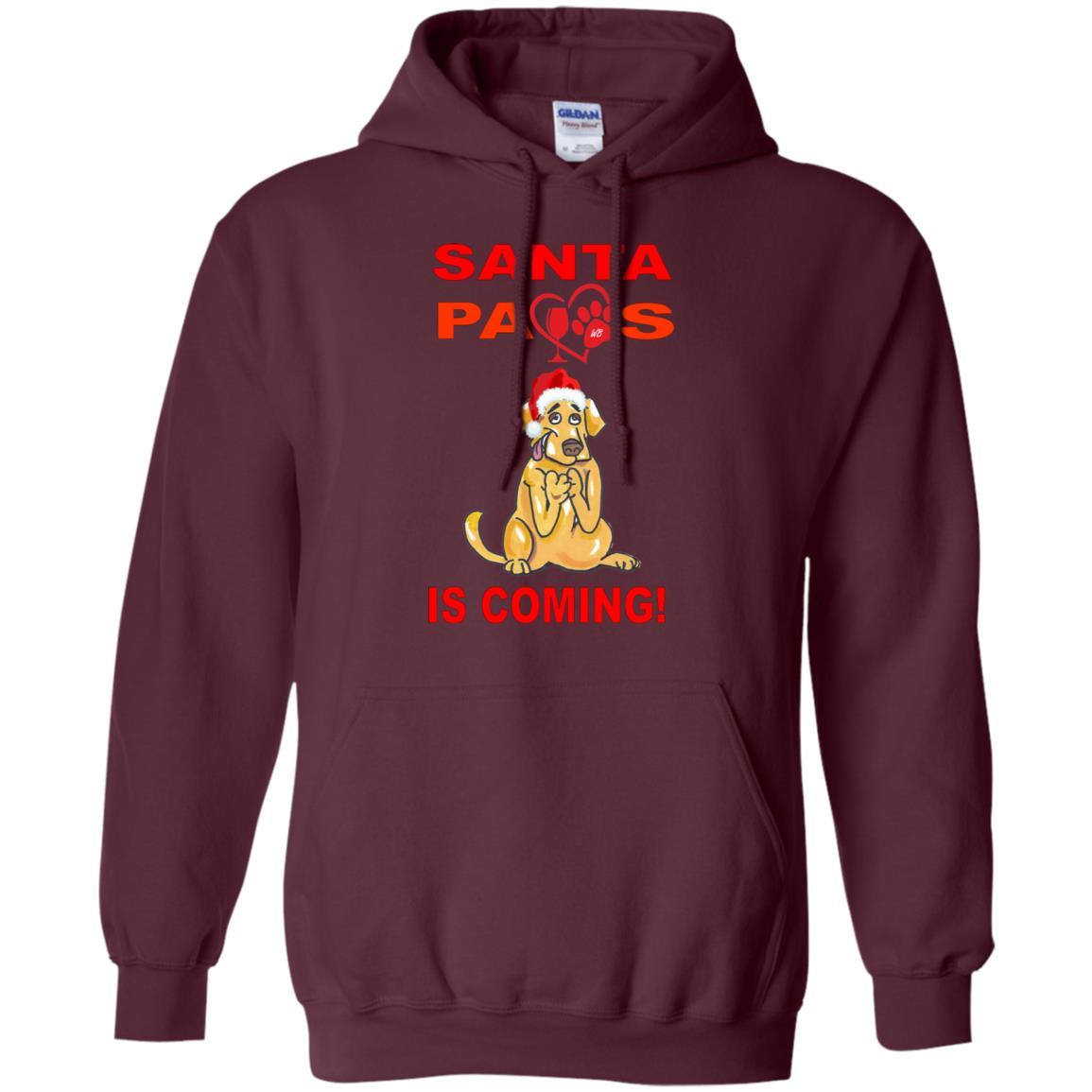 Sweatshirts Maroon / S WineyBitches.co "Santa Paws Is Coming " Pullover Hoodie 8 oz. WineyBitchesCo