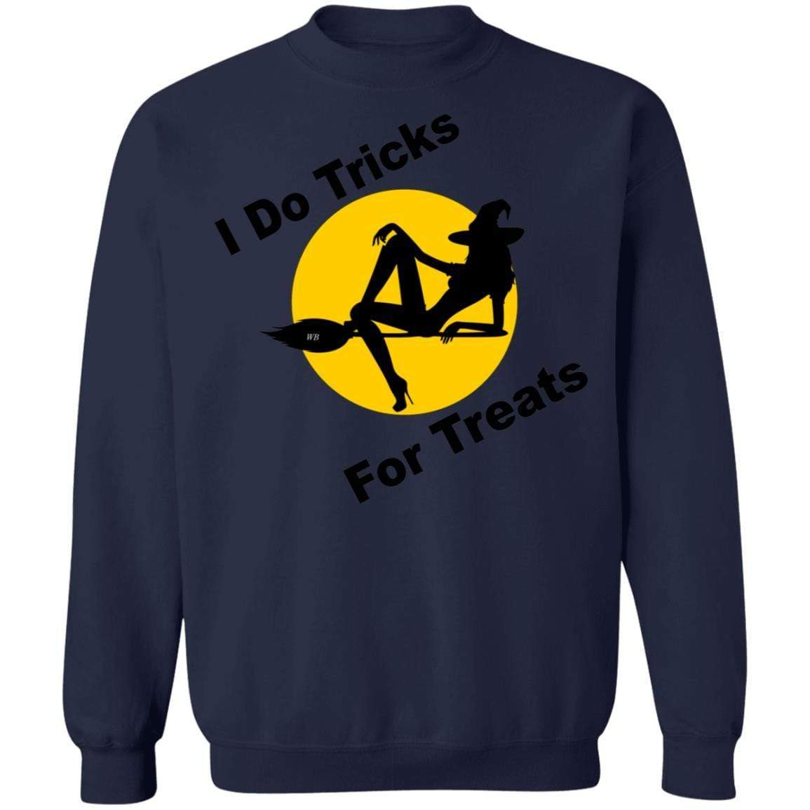 Sweatshirts Navy / S WineyBitches.Co "I Do Tricks For Treats" Crewneck Pullover Sweatshirt 8 oz. WineyBitchesCo