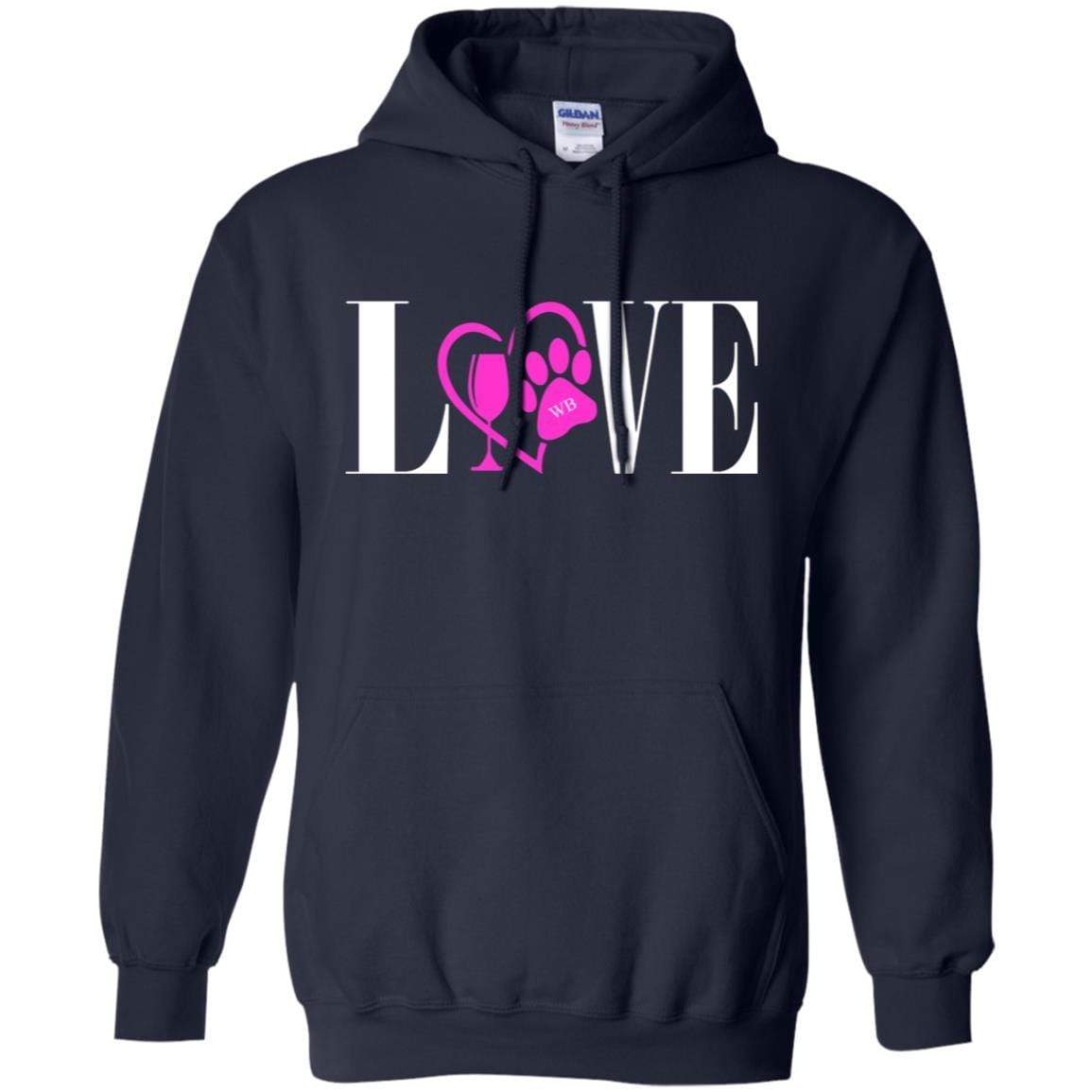 Sweatshirts Navy / S WineyBitches.co "Love Paw" Collection -Wht Lettering Pullover Hoodie 8 oz. WineyBitchesCo