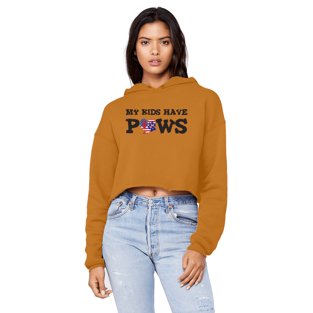 Sweatshirts Orange / XS WineyBitches.Co My Kids Have Paws Unisex Cropped Raw Edge Boyfriend Hoodie WineyBitchesCo
