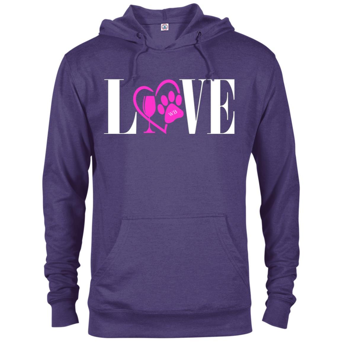 Sweatshirts Purple Heather / X-Small WineyBitches.co "Love Paw" Collection -Wht Lettering Delta French Terry Hoodie WineyBitchesCo