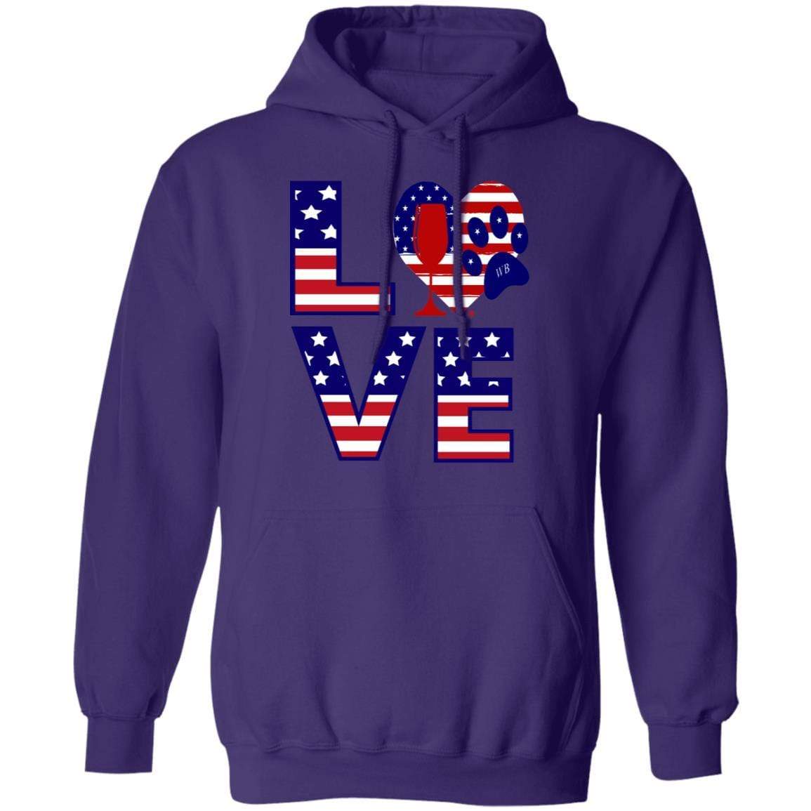 Sweatshirts Purple / S Winey Bitches Co "American Love Paw" Pullover Hoodie 8 oz. WineyBitchesCo