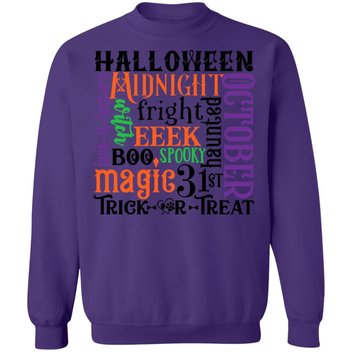 Sweatshirts Purple / S Winey Bitches Co "Halloween Word Jumble" Crewneck Pullover Sweatshirt 8 oz. WineyBitchesCo