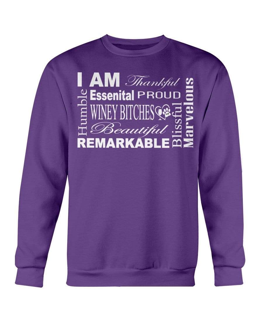 Sweatshirts Purple / S Winey Bitches Co "I Am Essential" White Letters-Sweatshirt - Crew WineyBitchesCo
