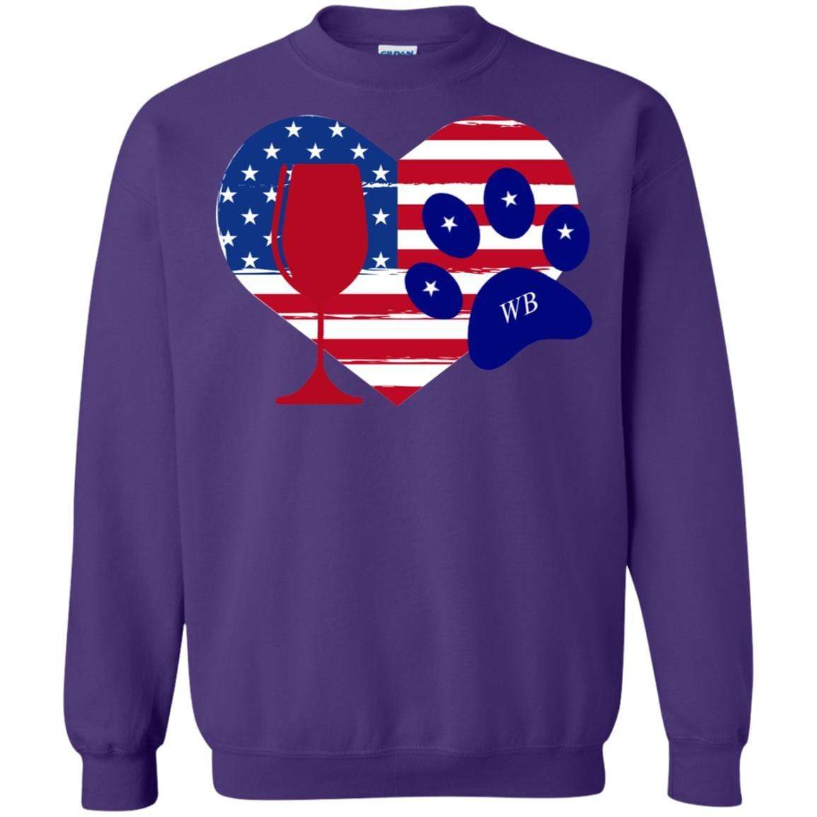 Sweatshirts Purple / S WineyBitches.Co American Wine Paw Heart Crewneck Pullover Sweatshirt 8 oz. WineyBitchesCo