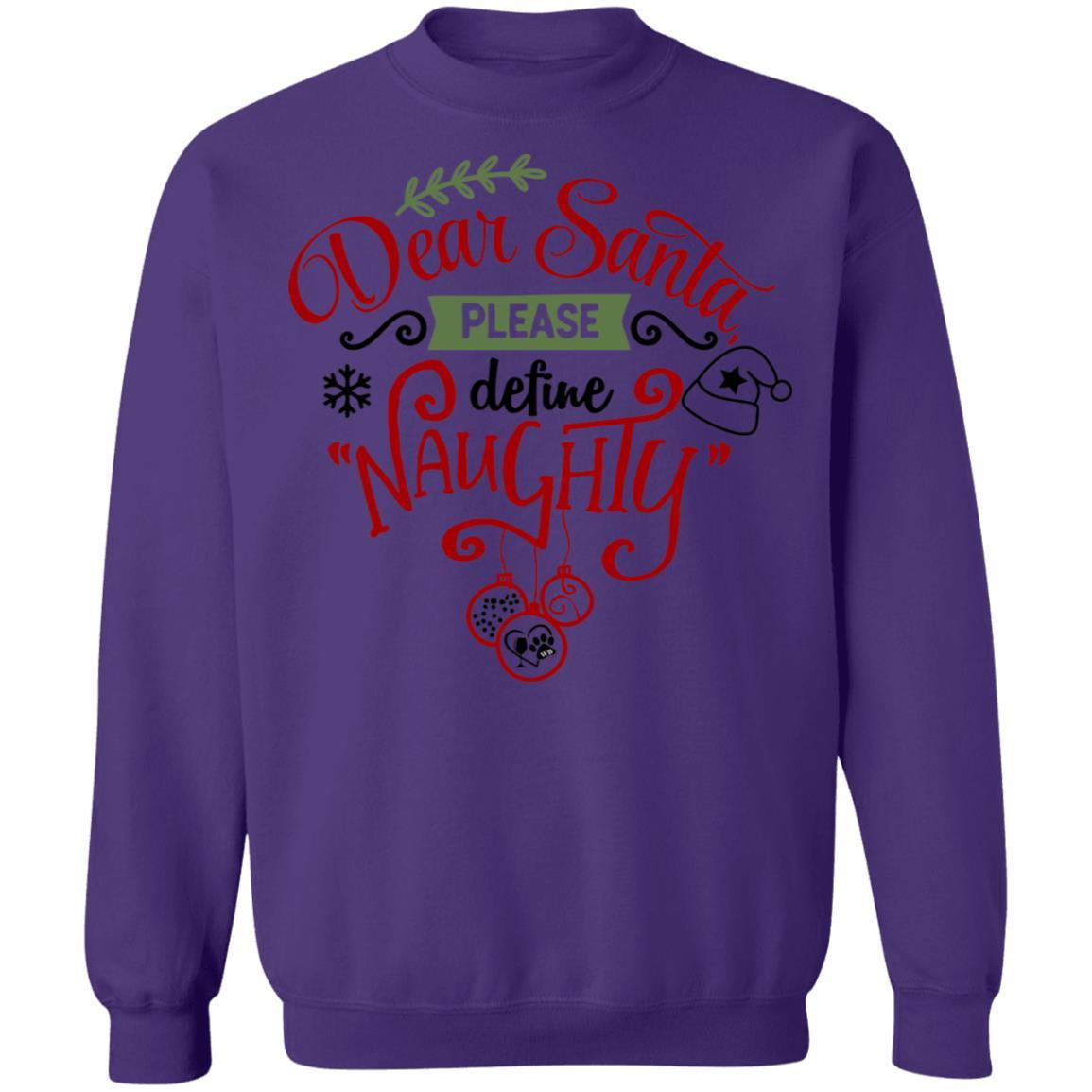 Sweatshirts Purple / S WineyBitches.Co "Dear Santa Please Define Naughty" Crewneck Pullover Sweatshirt 8 oz. WineyBitchesCo
