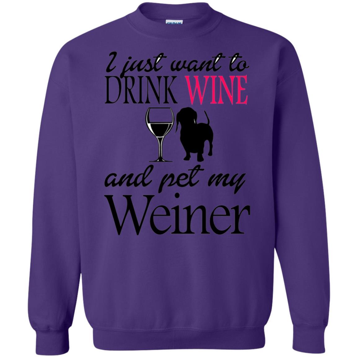 Sweatshirts Purple / S WineyBitches.Co "Drink wine, Pet Weiner" Crewneck Pullover Sweatshirt 8 oz. WineyBitchesCo