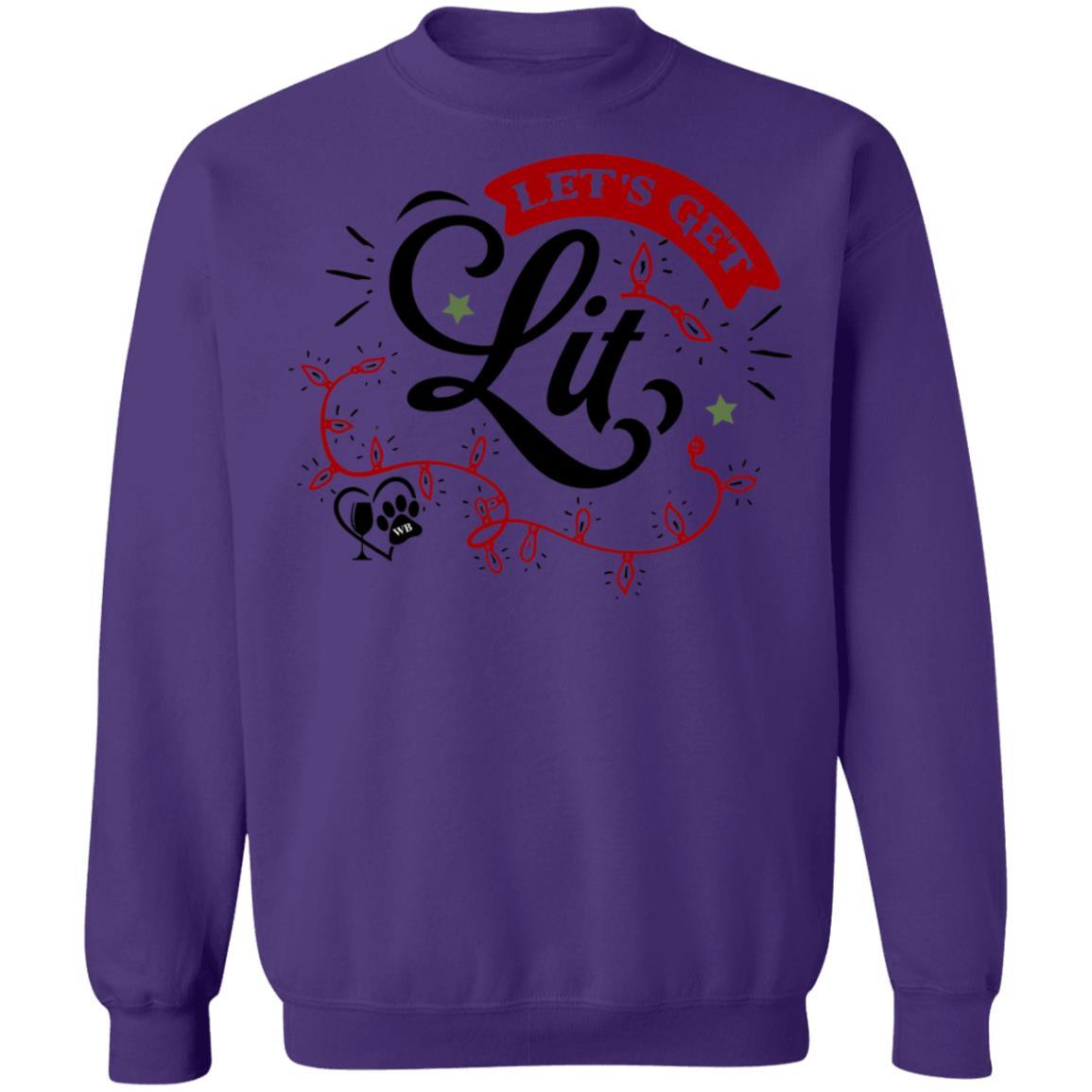 Sweatshirts Purple / S WineyBitches.Co "Let's Get Lit" Crewneck Pullover Sweatshirt 8 oz. WineyBitchesCo