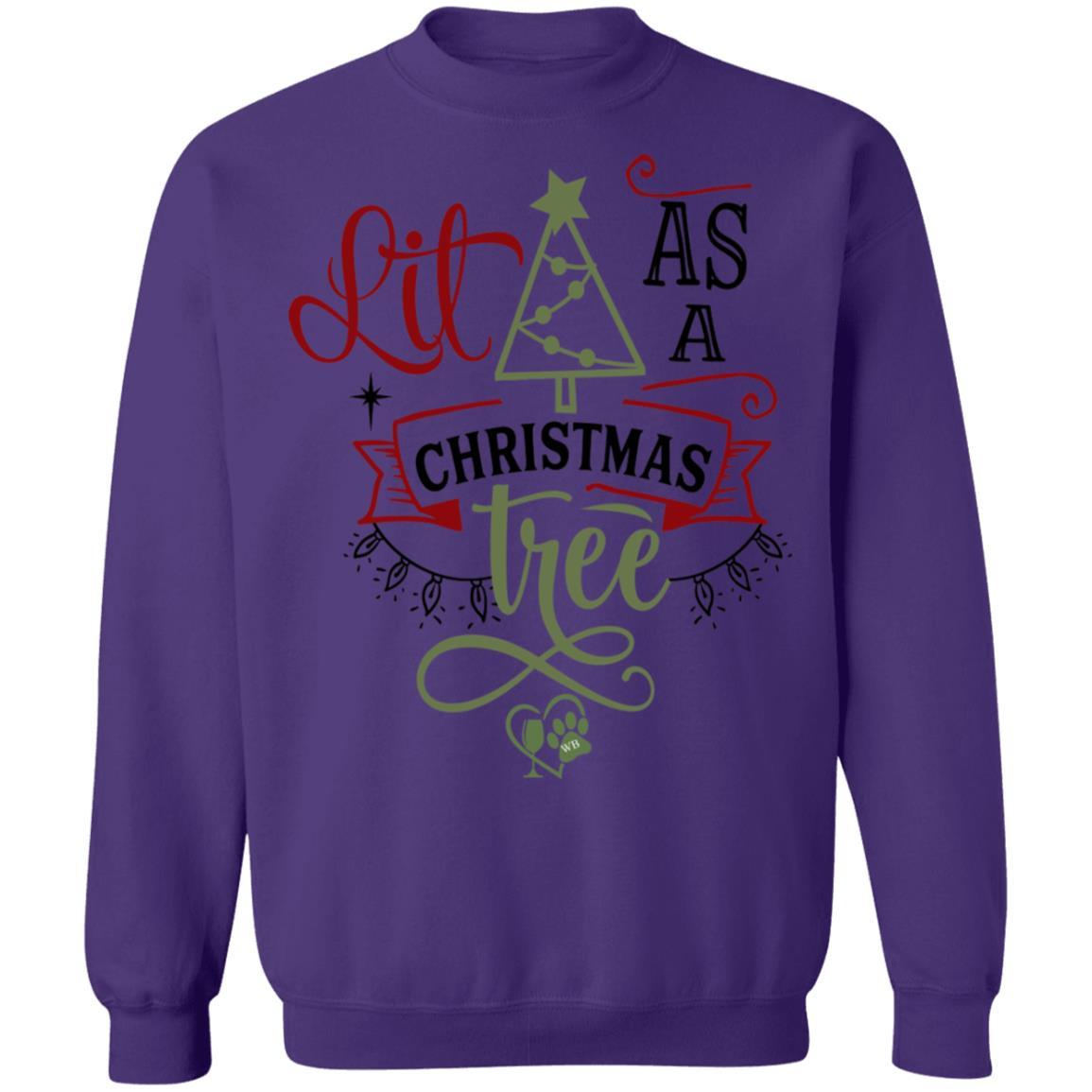 Sweatshirts Purple / S WineyBitches.Co " Lit As A Christmas Tree" Crewneck Pullover Sweatshirt 8 oz. WineyBitchesCo
