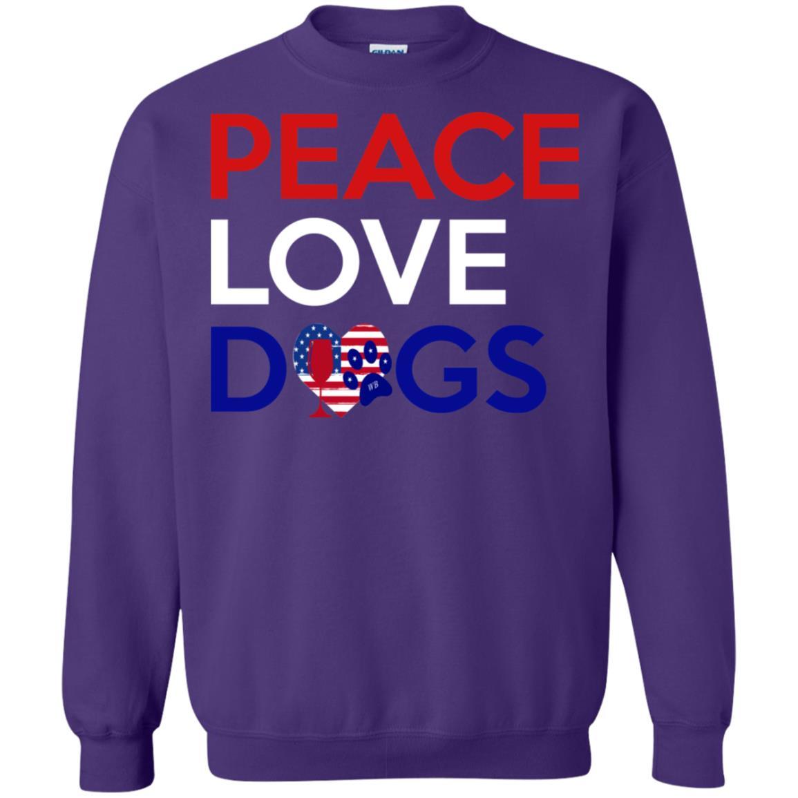 Sweatshirts Purple / S WineyBitches.Co Peace Love Dogs Crewneck Pullover Sweatshirt 8 oz. WineyBitchesCo