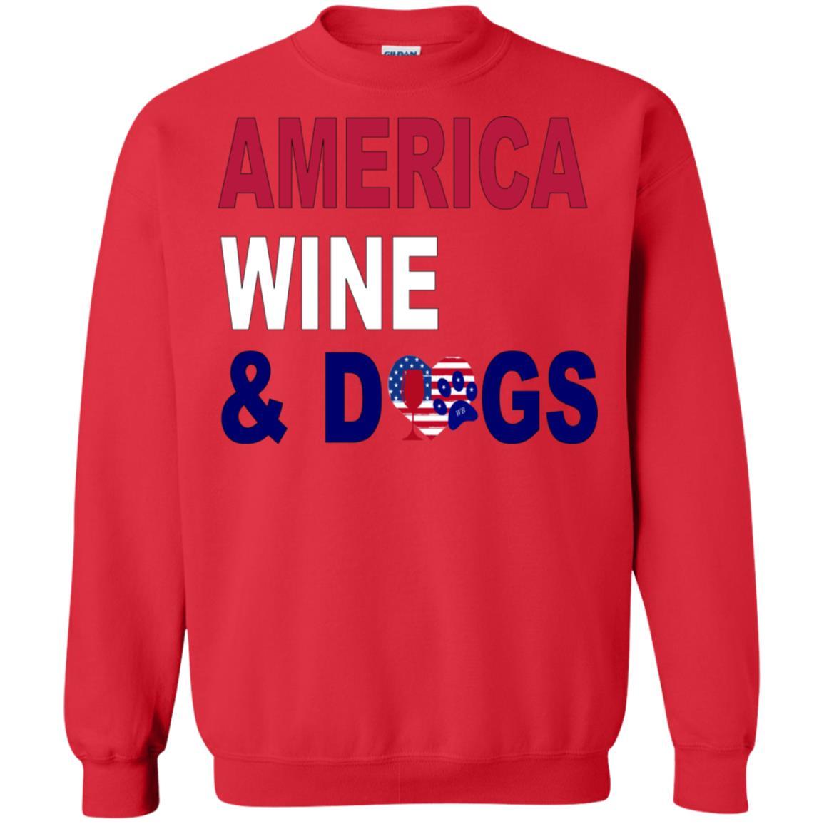 Sweatshirts Red / S WineyBitches.Co America Wine & Dogs Crewneck Pullover Sweatshirt 8 oz. WineyBitchesCo