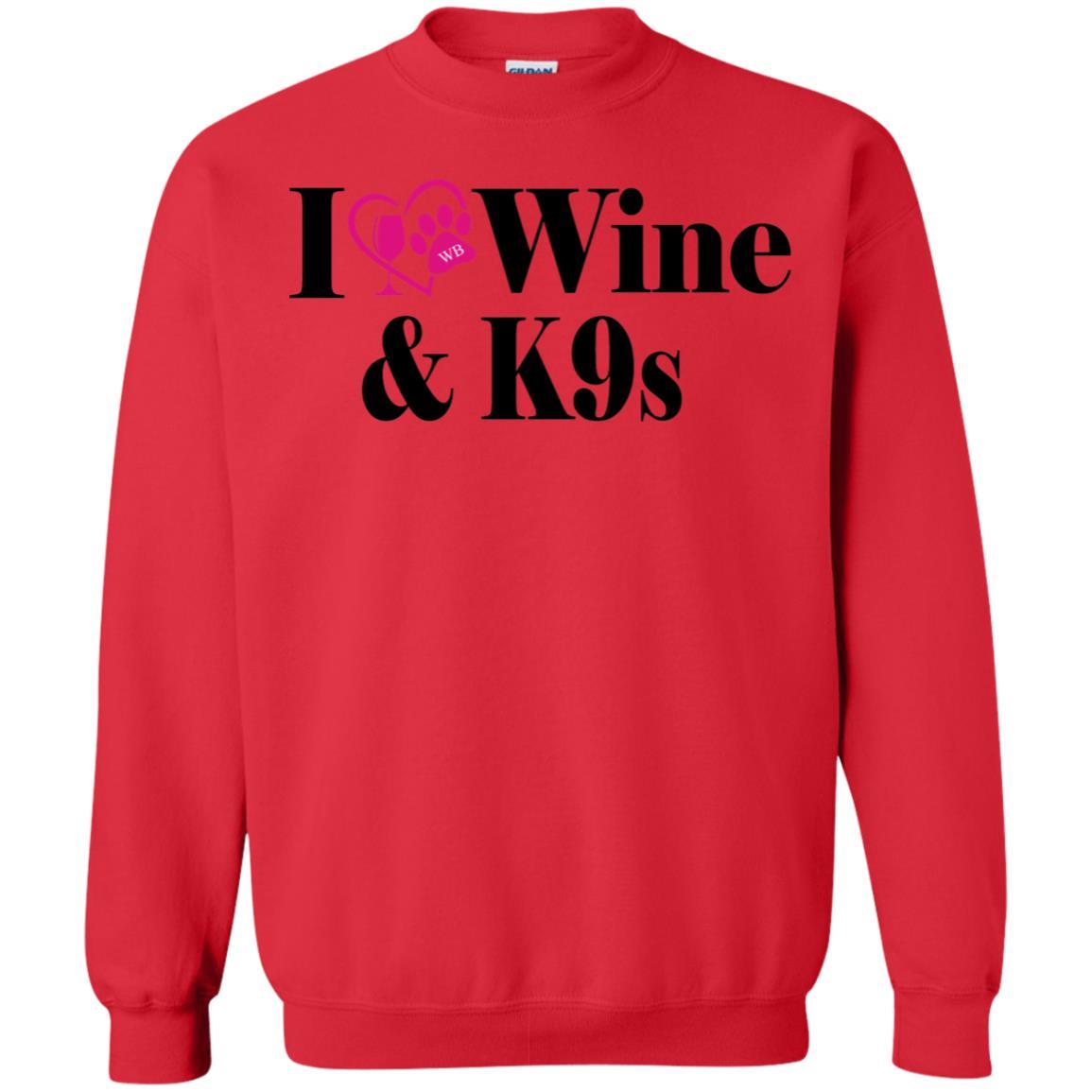 Sweatshirts Red / S WineyBitches.Co "I Love Wine and K9s" Crewneck Pullover Sweatshirt 8 oz. WineyBitchesCo