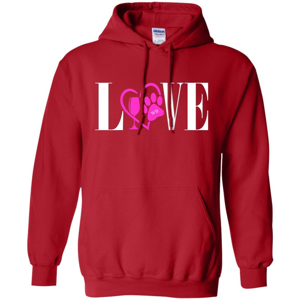 Sweatshirts Red / S WineyBitches.co "Love Paw" Collection -Wht Lettering Pullover Hoodie 8 oz. WineyBitchesCo
