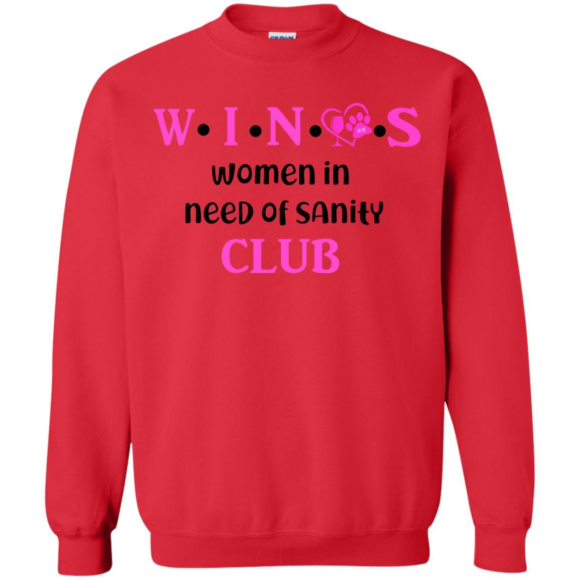 Sweatshirts Red / S WineyBitches.Co WINOS Club Crewneck Pullover Sweatshirt 8 oz. (Pink Lettering) WineyBitchesCo