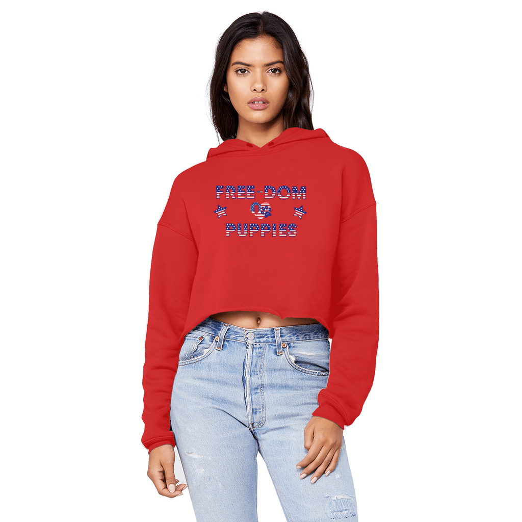 Sweatshirts Red / XS WineyBitches.Co Free-Dom Puppies Unisex Cropped Raw Edge Boyfriend Hoodie WineyBitchesCo