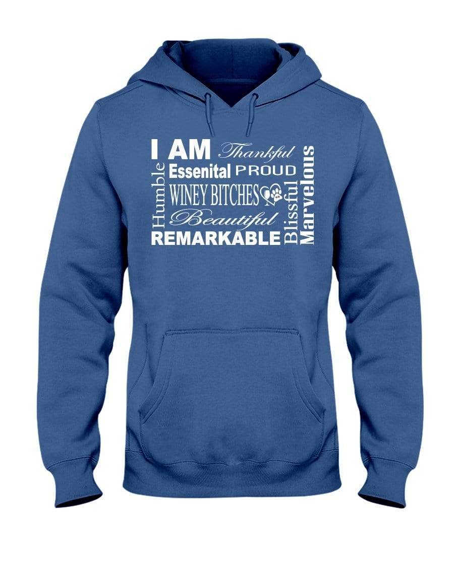 Sweatshirts Royal Blue / S Winey Bitches Co "I Am Essential" White Letters- 50/50 Hoodie WineyBitchesCo