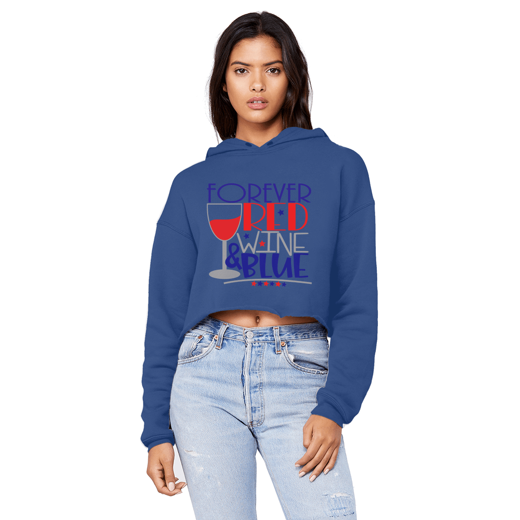 Sweatshirts Royal Blue / XS WineyBitches.Co Forever Red Wine Blue Unisex Cropped Raw Edge Boyfriend Hoodie WineyBitchesCo