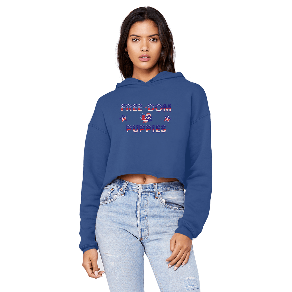 Sweatshirts Royal Blue / XS WineyBitches.Co Free-Dom Puppies Unisex Cropped Raw Edge Boyfriend Hoodie WineyBitchesCo