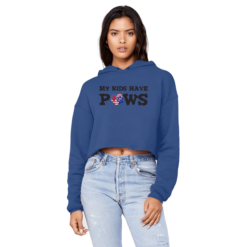 Sweatshirts Royal Blue / XS WineyBitches.Co My Kids Have Paws Unisex Cropped Raw Edge Boyfriend Hoodie WineyBitchesCo