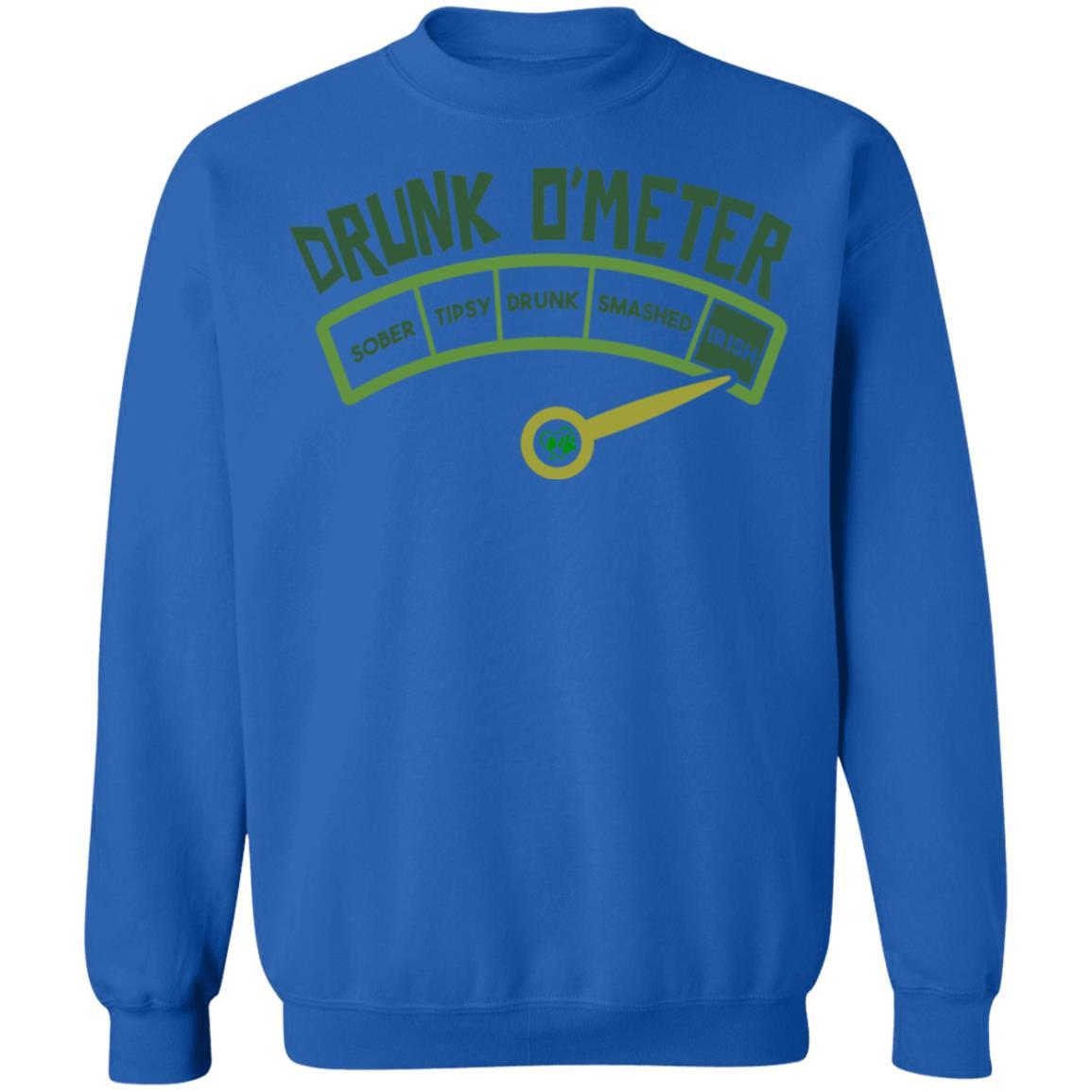 Sweatshirts Royal / S Winey Bitches Co "Irish Drunk O'Meter Crewneck Pullover Sweatshirt 8 oz. WineyBitchesCo