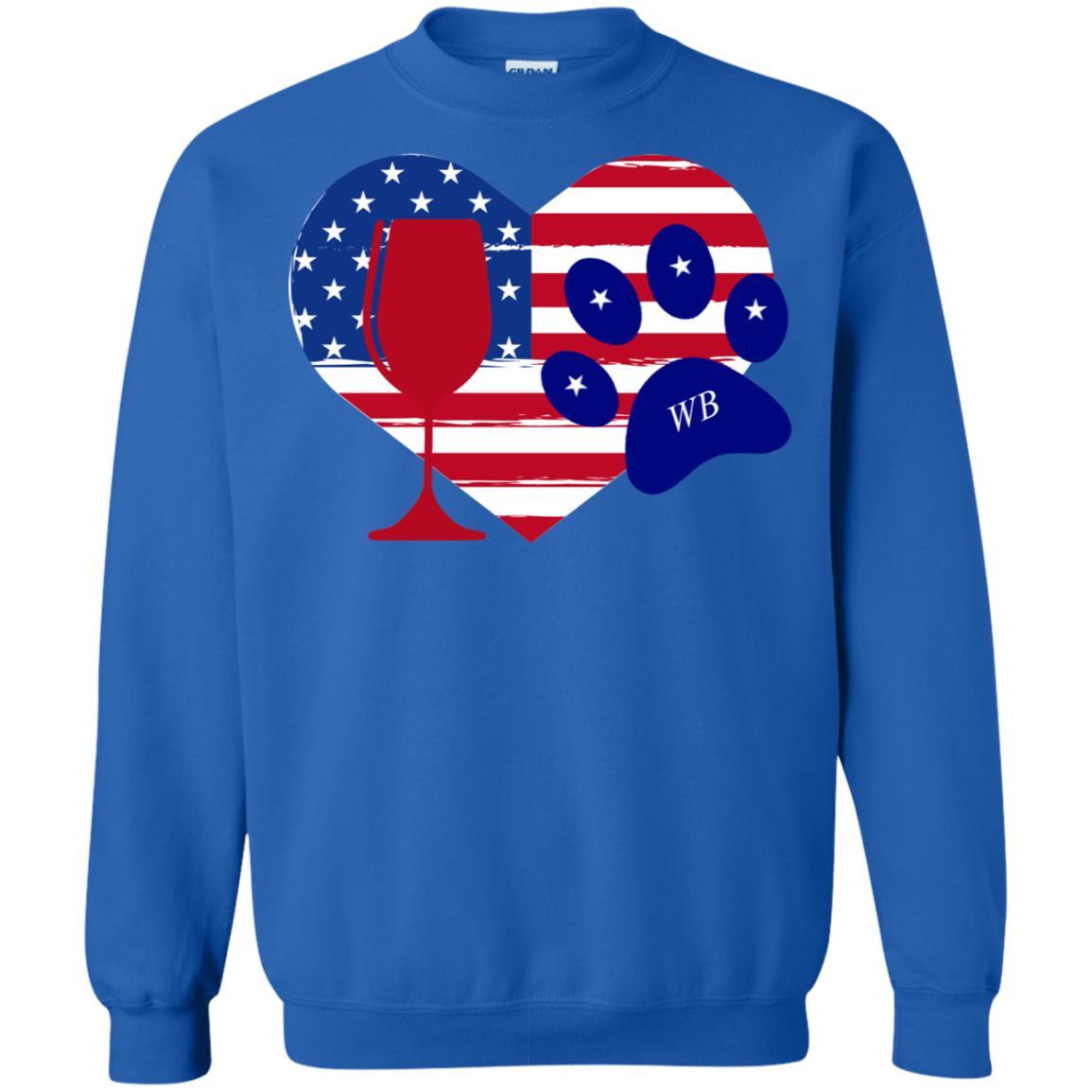 Sweatshirts Royal / S WineyBitches.Co American Wine Paw Heart Crewneck Pullover Sweatshirt 8 oz. WineyBitchesCo