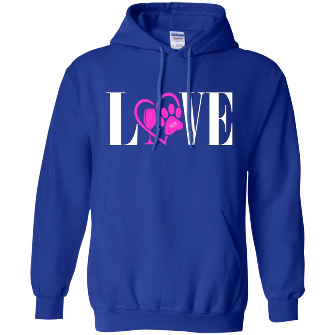 Sweatshirts Royal / S WineyBitches.co "Love Paw" Collection -Wht Lettering Pullover Hoodie 8 oz. WineyBitchesCo