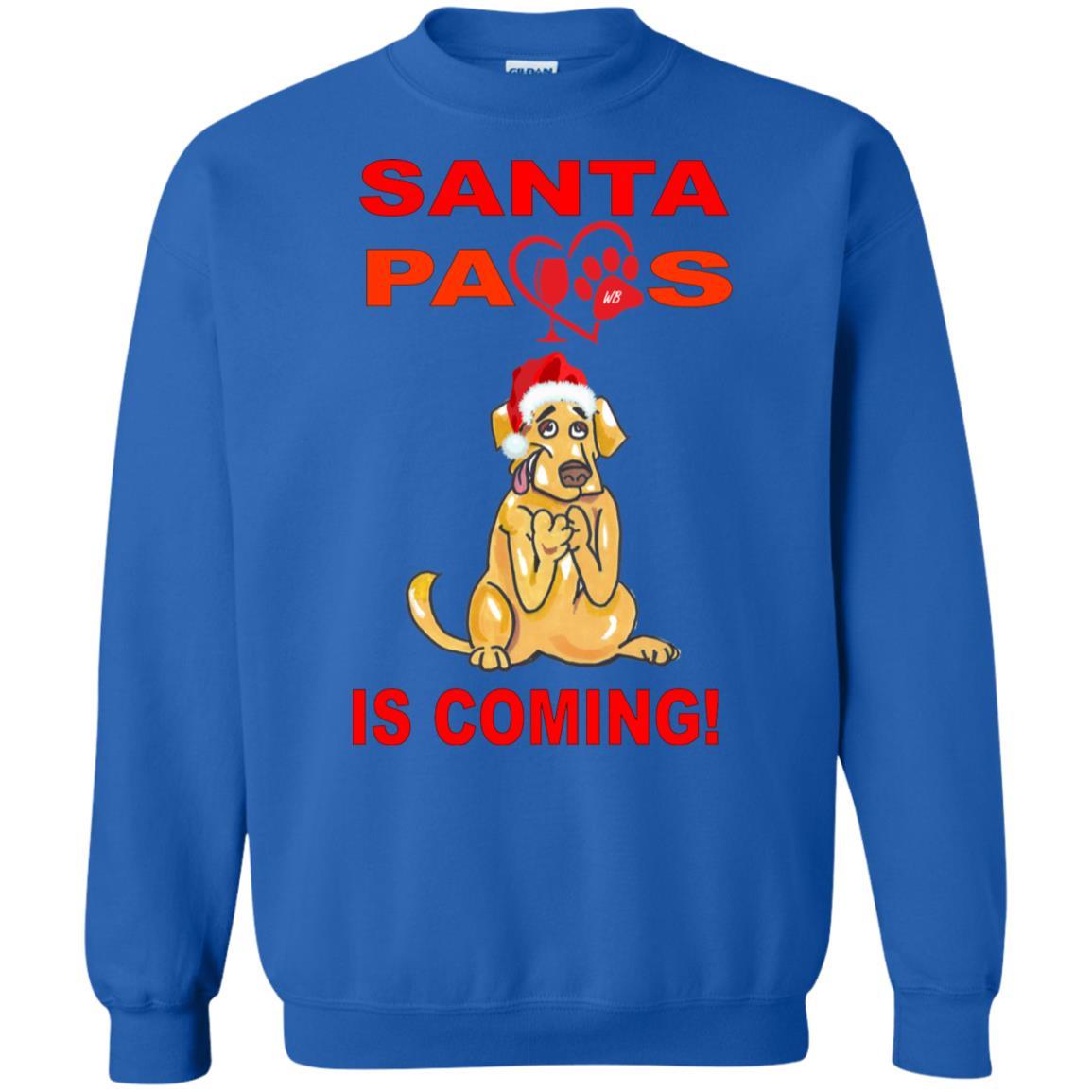 Sweatshirts Royal / S WineyBitches.co "Santa Paws Is Coming" Crewneck Pullover Sweatshirt 8 oz. WineyBitchesCo