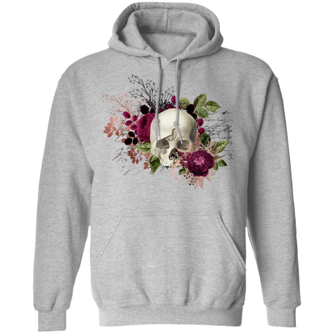 Sweatshirts Sport Grey / S Winey Bitches Co Floral Skull Design #6 Pullover Hoodie 8 oz. WineyBitchesCo