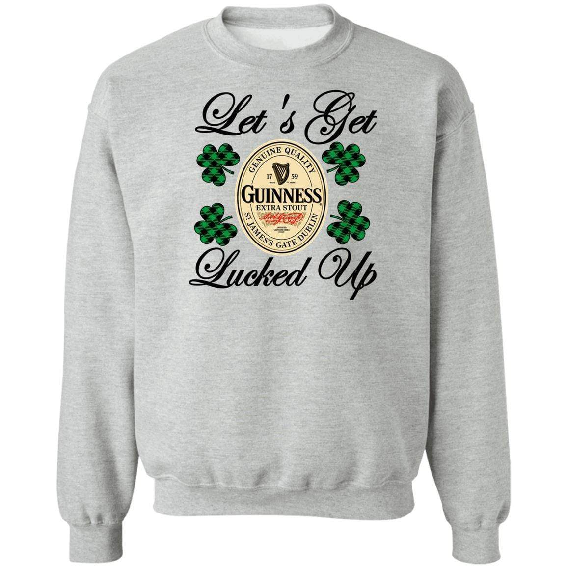 Sweatshirts Sport Grey / S Winey Bitches Co "Let's Get Lucked Up" Guinness Crewneck Pullover Sweatshirt 8 oz. WineyBitchesCo
