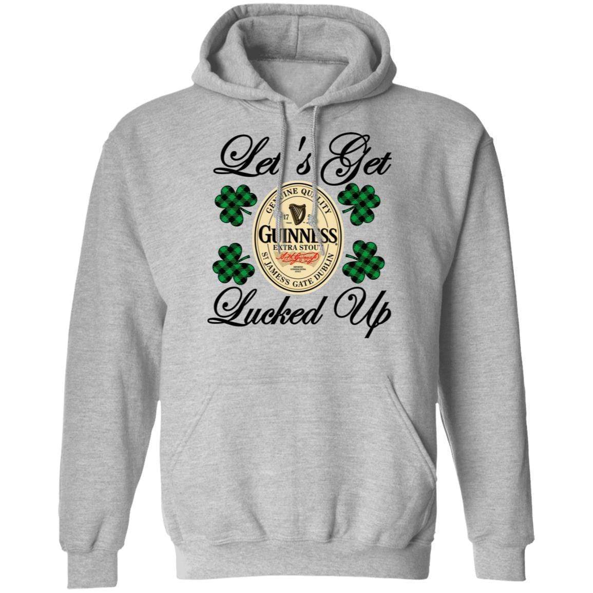Sweatshirts Sport Grey / S Winey Bitches Co "Let's Get Lucked Up" Guinness Pullover Hoodie 8 oz. WineyBitchesCo