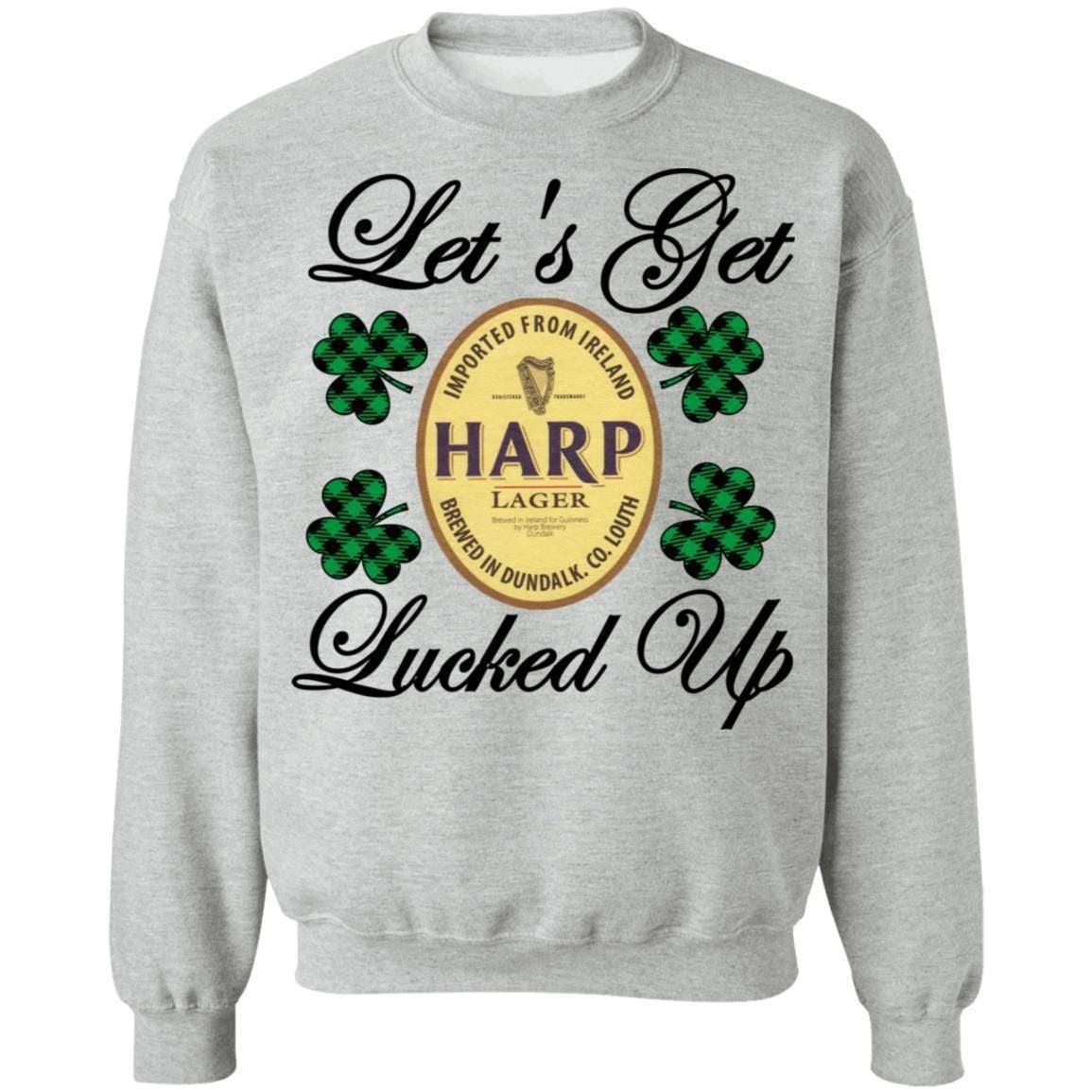 Sweatshirts Sport Grey / S Winey Bitches Co "Let's Get Lucked Up" Harp Crewneck Pullover Sweatshirt 8 oz. WineyBitchesCo