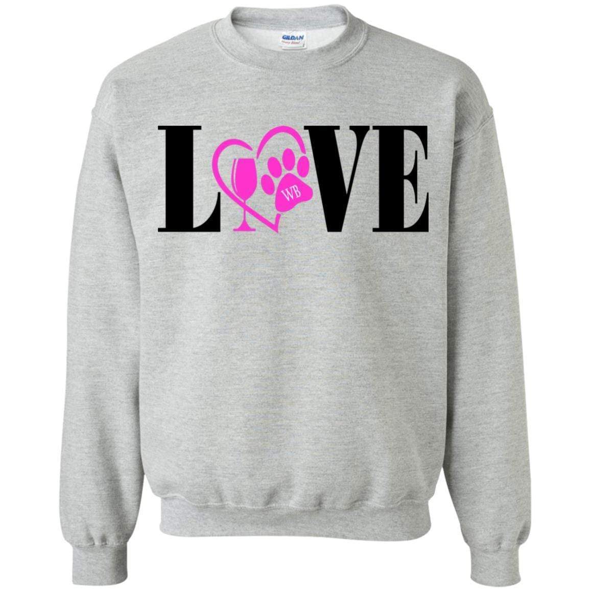 Sweatshirts Sport Grey / S WineyBitches.co "Love Paw" Crewneck Pullover Sweatshirt 8 oz. WineyBitchesCo