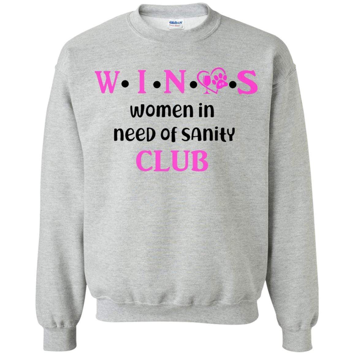 Sweatshirts Sport Grey / S WineyBitches.Co WINOS Club Crewneck Pullover Sweatshirt 8 oz. (Pink Lettering) WineyBitchesCo
