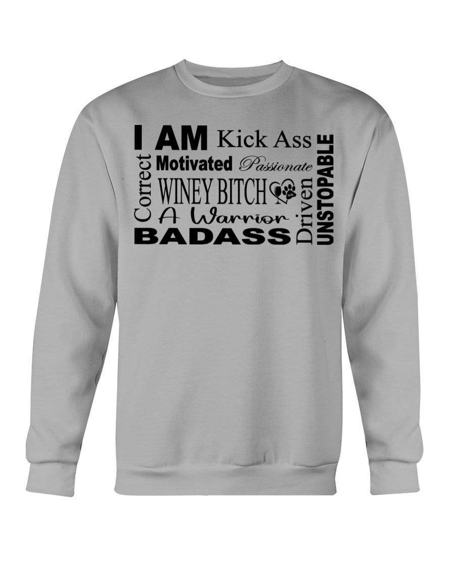 Sweatshirts Sports Grey / S Winey Bitches Co "I Am Motivated" Black Lettering- Sweatshirt - Crew WineyBitchesCo