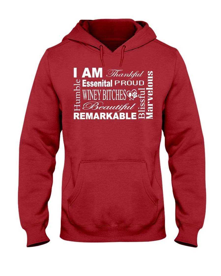 Sweatshirts True Red / S Winey Bitches Co "I Am Essential" White Letters- 50/50 Hoodie WineyBitchesCo