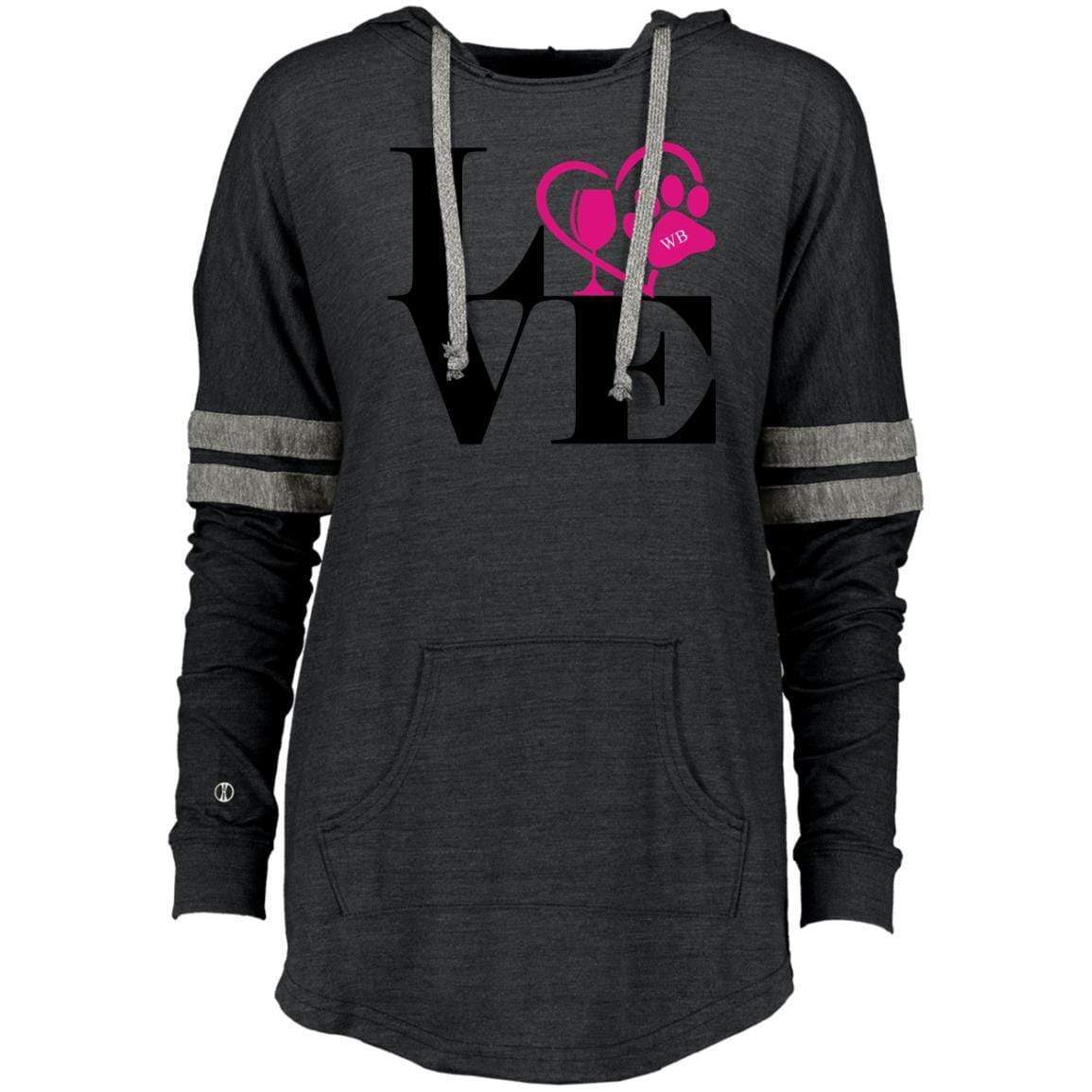 Sweatshirts Vintage Black/Vintage Grey / X-Small WineyBitches.Co "Love Paw 2" Holloway Ladies Hooded Low Key Pullover WineyBitchesCo