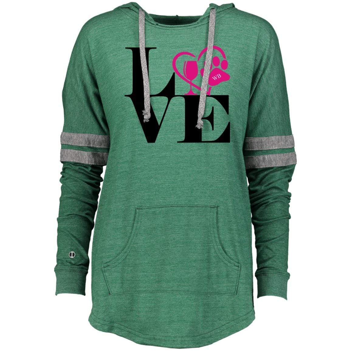 Sweatshirts Vintage Forest/Vintage Grey / X-Small WineyBitches.Co "Love Paw 2" Holloway Ladies Hooded Low Key Pullover WineyBitchesCo