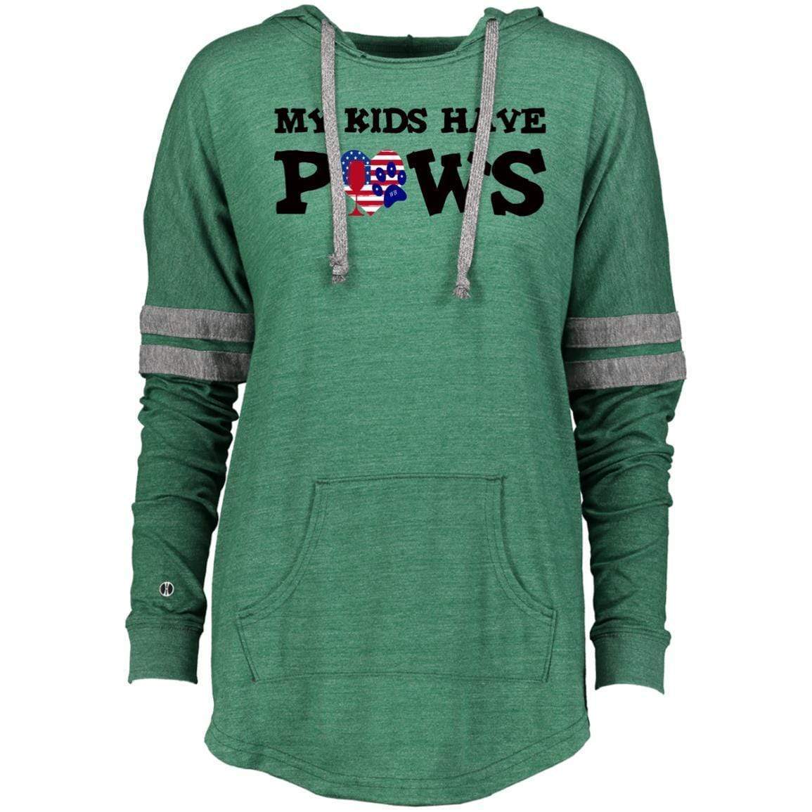 Sweatshirts Vintage Forest/Vintage Grey / X-Small WineyBitches.Co My Kids Have Paws Ladies Hooded Low Key Pullover WineyBitchesCo