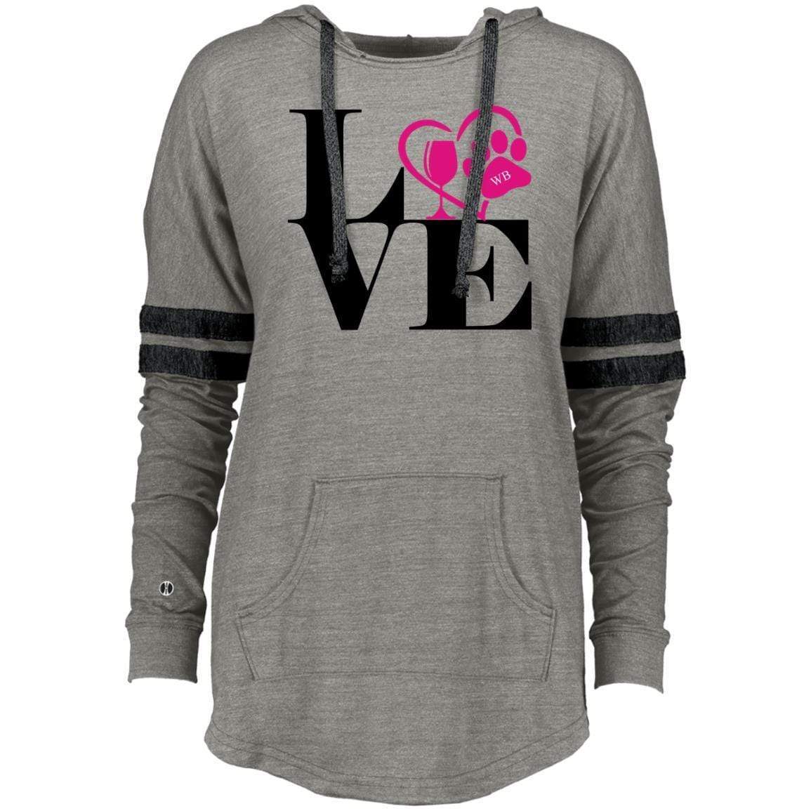 Sweatshirts Vintage Grey/Vintage Black / X-Small WineyBitches.Co "Love Paw 2" Holloway Ladies Hooded Low Key Pullover WineyBitchesCo